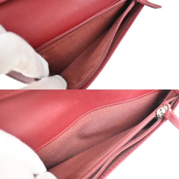 CHANEL CC Logo Bifold Long Wallet Grained Patent Leather Red Spain 31RF338 - Picture 9 of 15